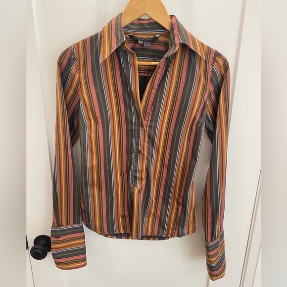 3/$12 Zara Striped halfway button up blouse - Picture 1 of 4